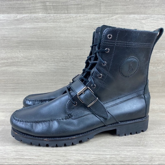 black leather polo boots